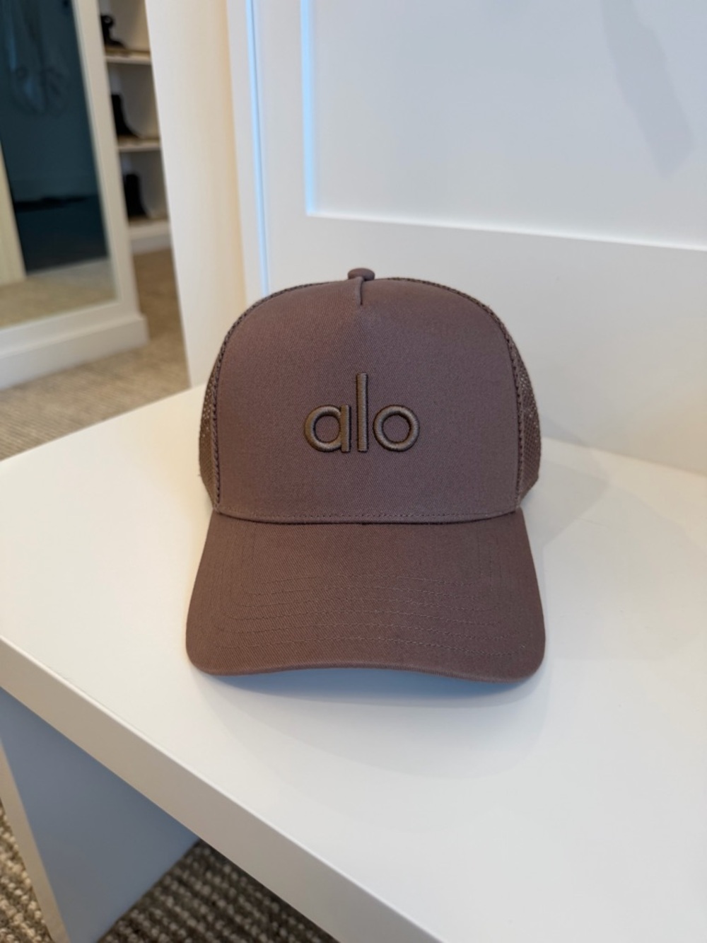 ALO Yoga Brown Trucker Hat with Embroidered Logo
